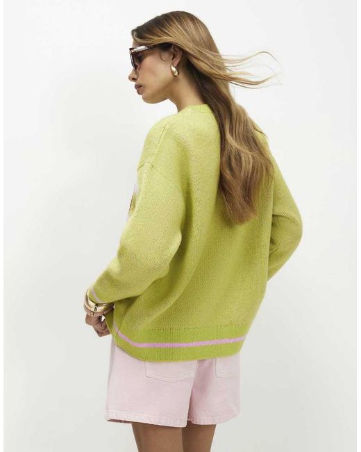River Island Green Long Sleeve Face Jumper