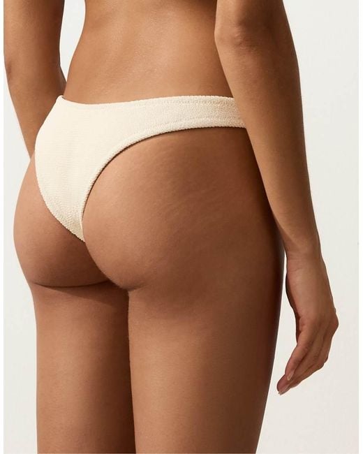 Oysho Brown U-Cut Crinkle Brazilian Bikini Briefs
