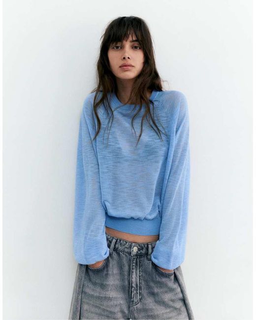 Pull&Bear Blue Light Knit Jumper