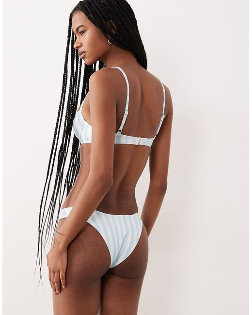 Free Society Blue Deckchair Stripe High Rise Bikini Bottom