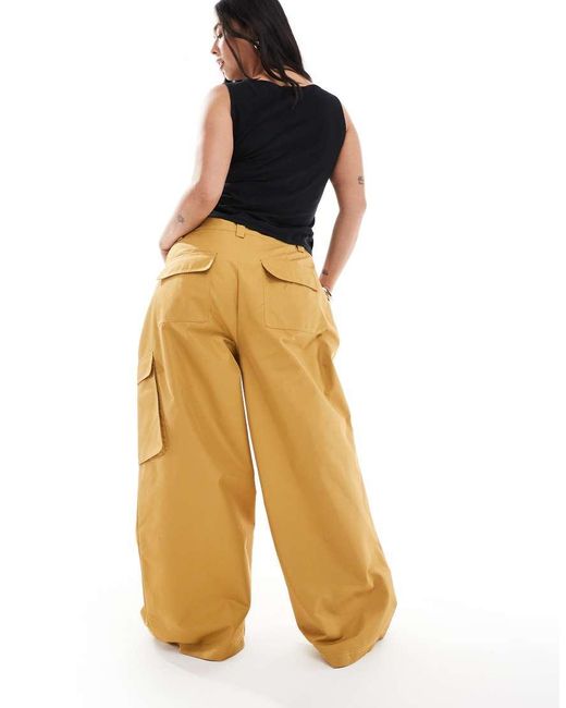 ASOS Brown Asos Design Curve Oversized Balloon Trousers With Utility Pocket Detail