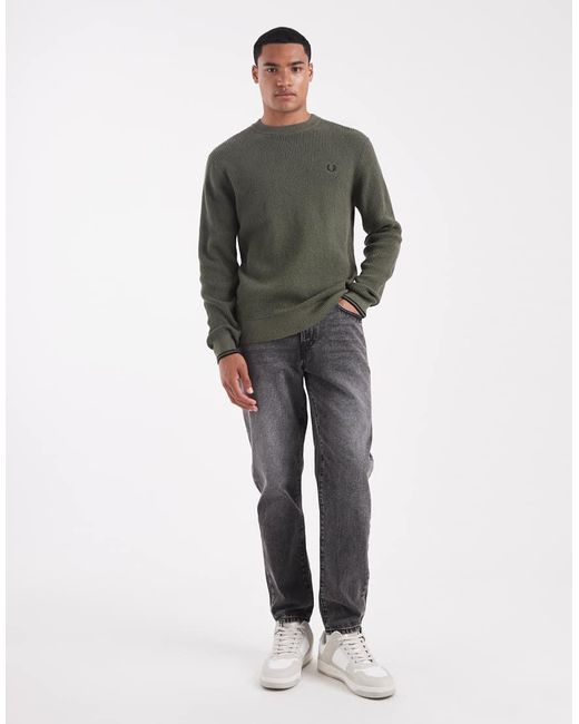 Fred Perry Green Waffle Jumper for men