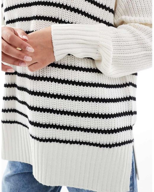 Threadbare White Collared V Neck Oversized Jumper