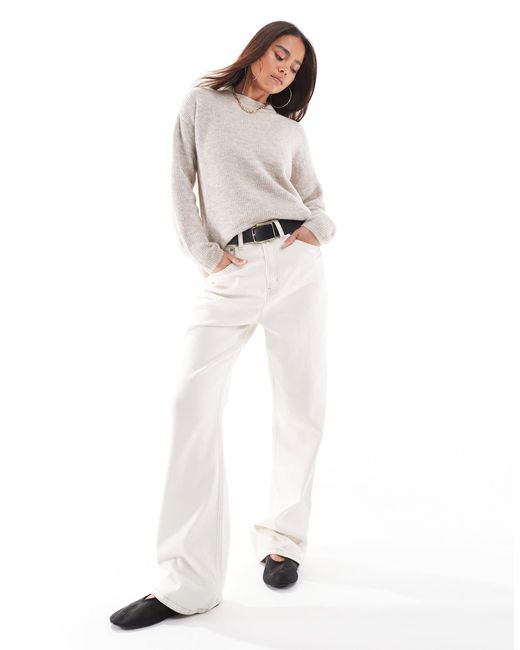 ONLY White Round Neck Jumper
