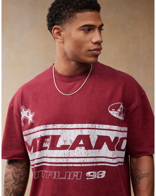 ASOS Red Oversized T-shirt With Front Chest Print for men