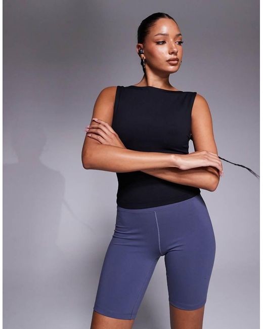 4505 Blue Icon Boat Neck Tank With Inner Bra