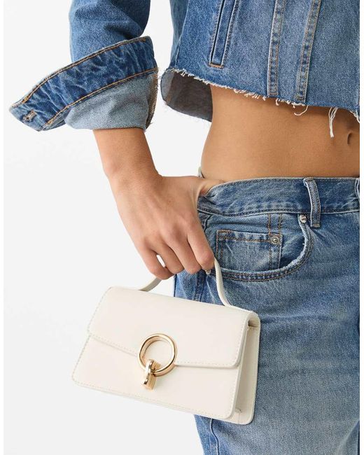 Stradivarius Blue Crossbody Bag With Round Clasp