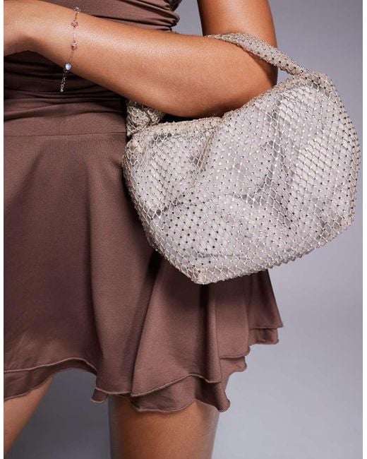 Borsa Tondeggiante Chiaro Con Strass di River Island in Brown