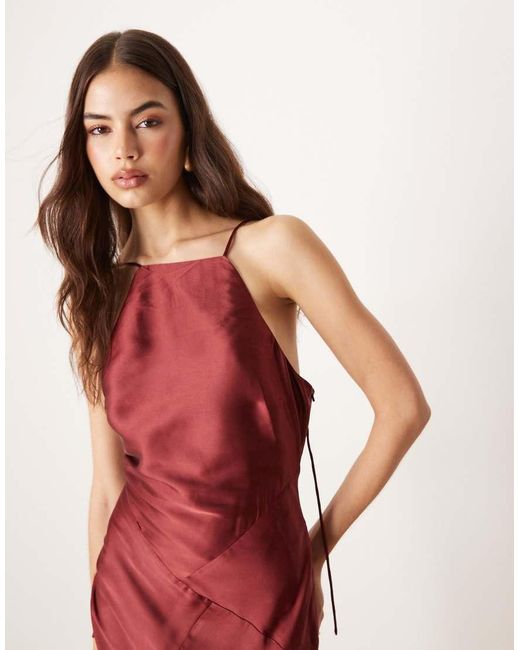 ASOS Red Asos Design Tall Panelled Satin Maxi Dress With Chiffon Skirt