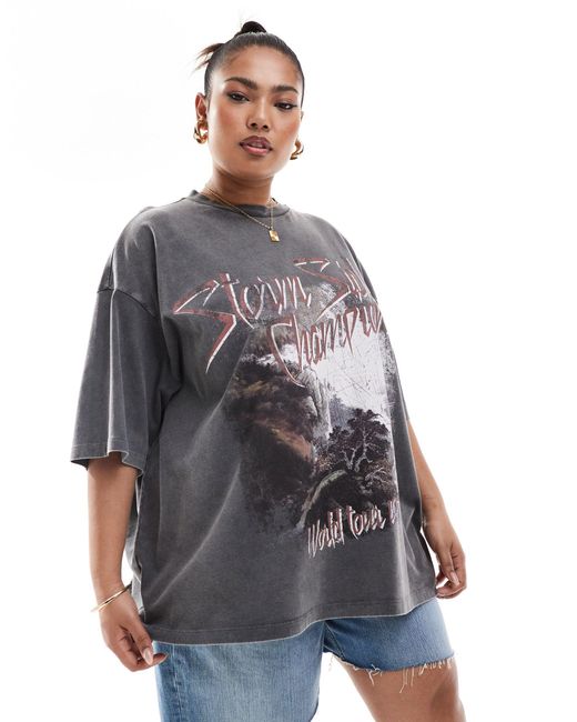 ASOS Blue Asos Design Curve Oversized T-shirt With Rock Graphic