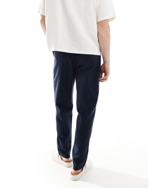 Pantalon à enfiler aspect lin River Island pour homme en coloris Blue