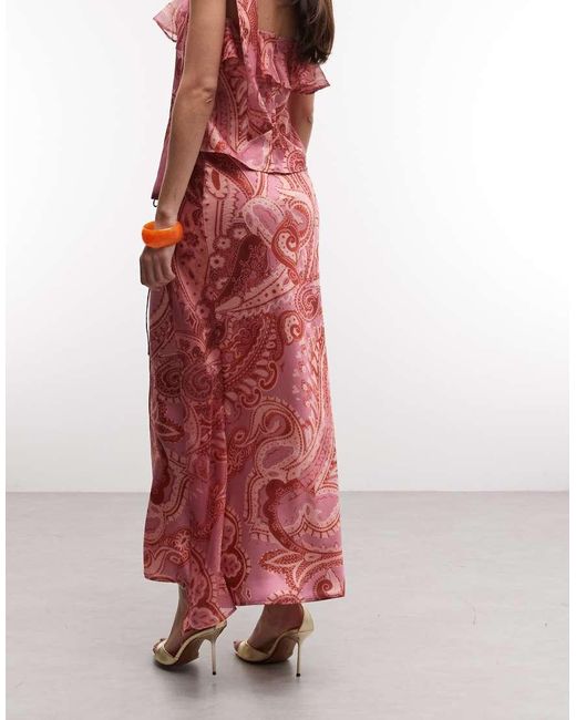 Reclaimed Vintage Red Limited Edition Satin And Chiffon Mix Skirt With Ruffles