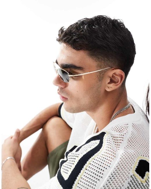 A.Kjærbede Black Jack Rectangle Metal Frame Sunglasses