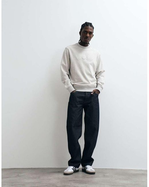 Boss Gray Tonal Chest Print Sweatshirt for men