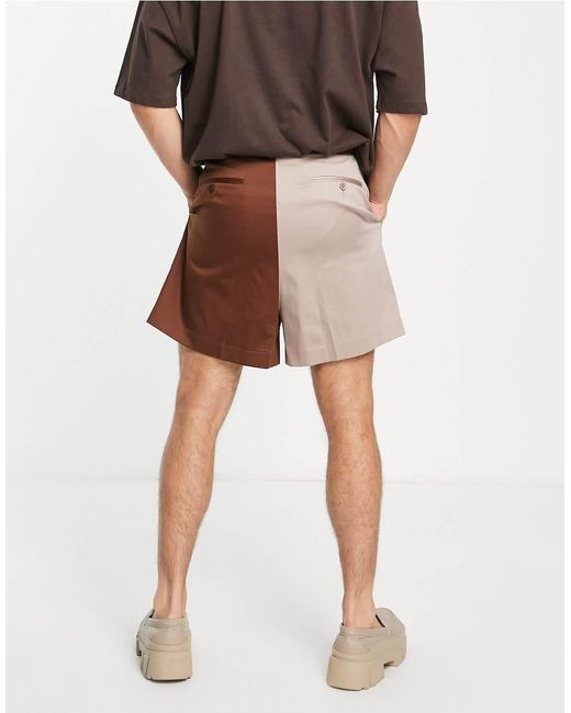 Bermudas De Vestir Marrones Con Diseño Dividido De ASOS de hombre de color Brown