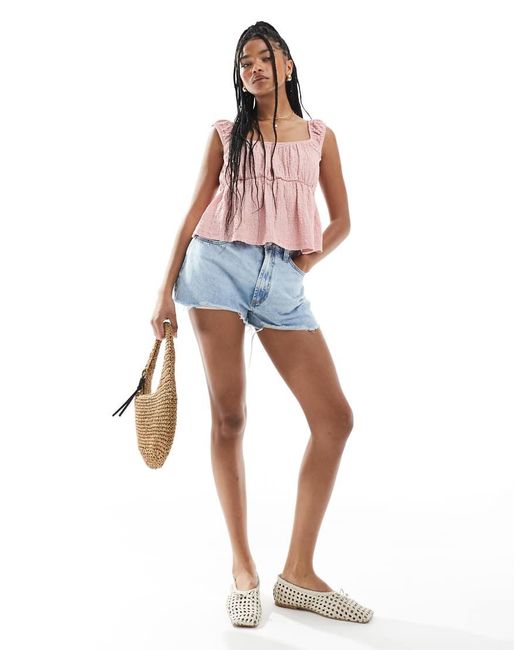 Top Rosa De Estilo Babydoll Con Acabado Texturizado De ASOS de color Multicolor