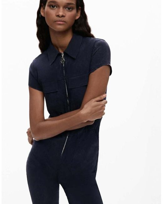 Desigual Blue Long Jumpsuit Zipper