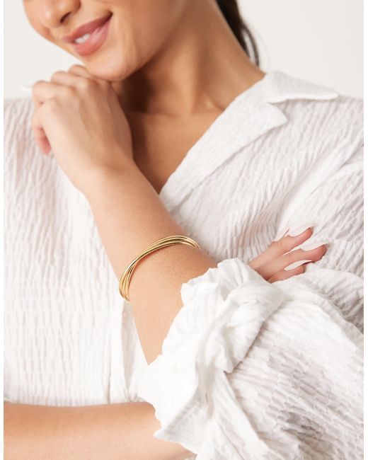 ASOS Natural 14k Plated Cuff Bracelet With Twist Detail