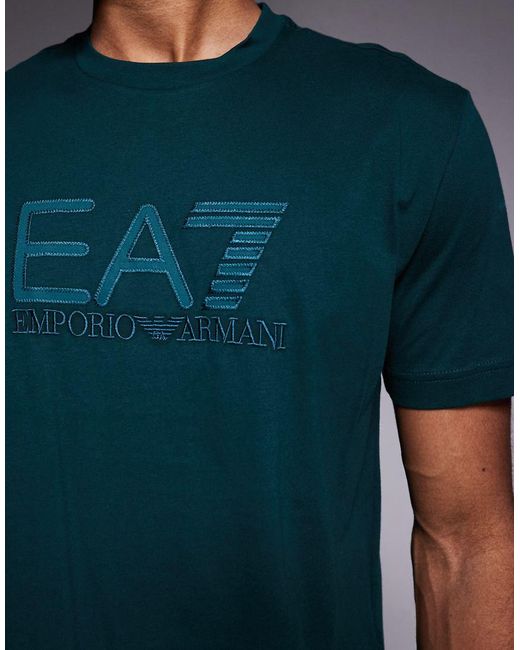 EA7 Blue Armani Train Visibility Large Logo T-shirt for men