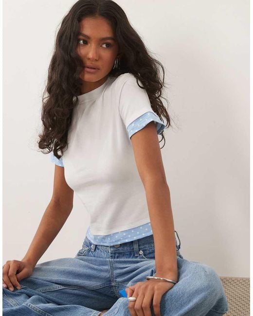ASOS White Short Sleeve Double Layer Top