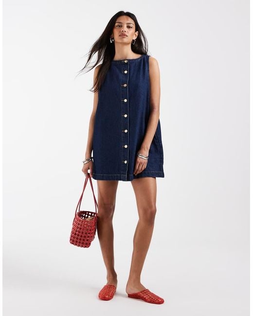 BRONZE SNAKE Blue Jaymes Denim Smock Dress