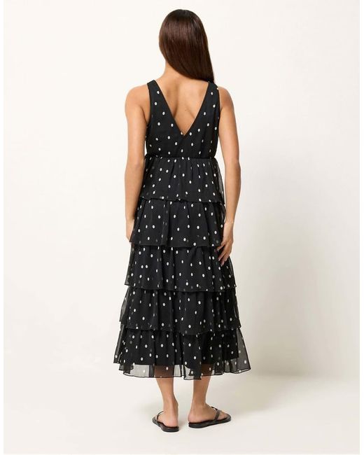 PixieGirl Black Petite Polka Dot Chiffon Midi Dress