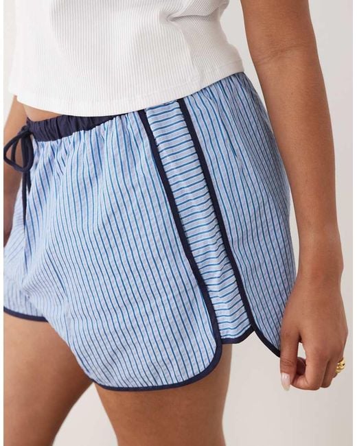 ASOS White Asos Design Curve Crinkle Tipped Pull On Shorts With Tie