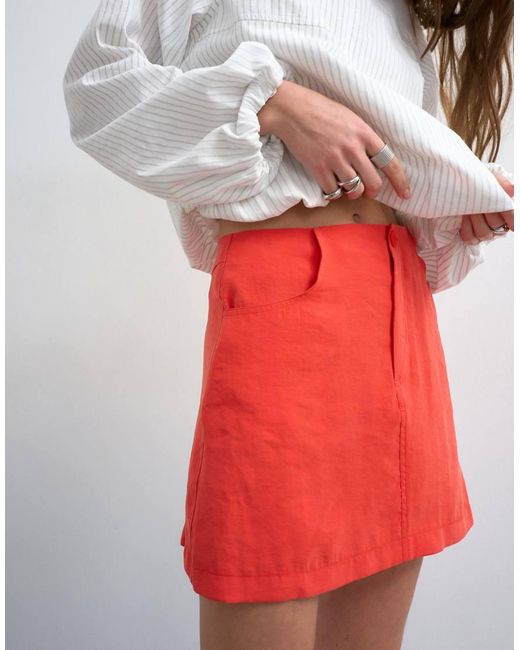 TOPSHOP Red Super Soft Cupro Mini Skirt