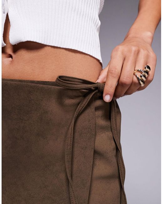 ASOS Blue Faux Suede Wrap Mini Skirt