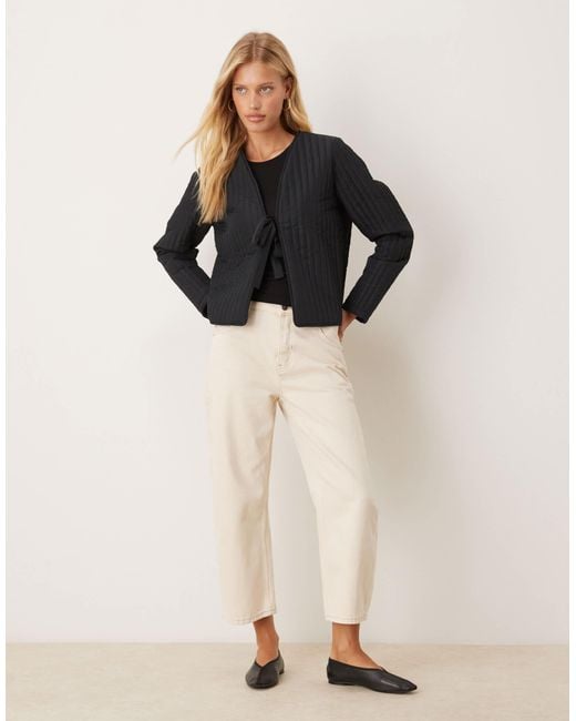 Vila Black Tie Front Quilted Jacket