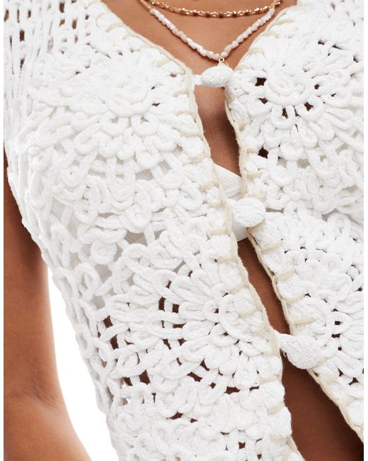 River Island White Crochet Waistcoat