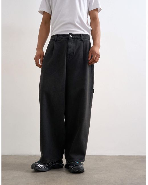 Topman Black Barrel Twill Carpenter for men