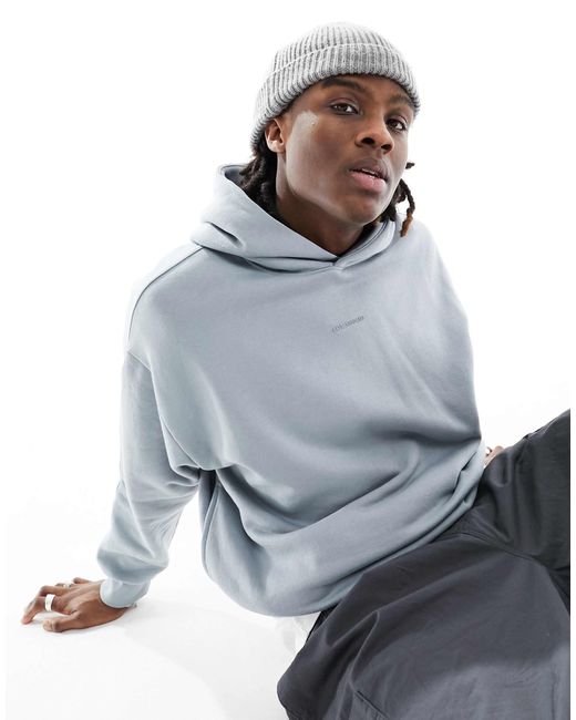 Sweat a capuche coupe carree avec imprime ton sur ton bleu clair Bershka pour homme en coloris Gris Lyst