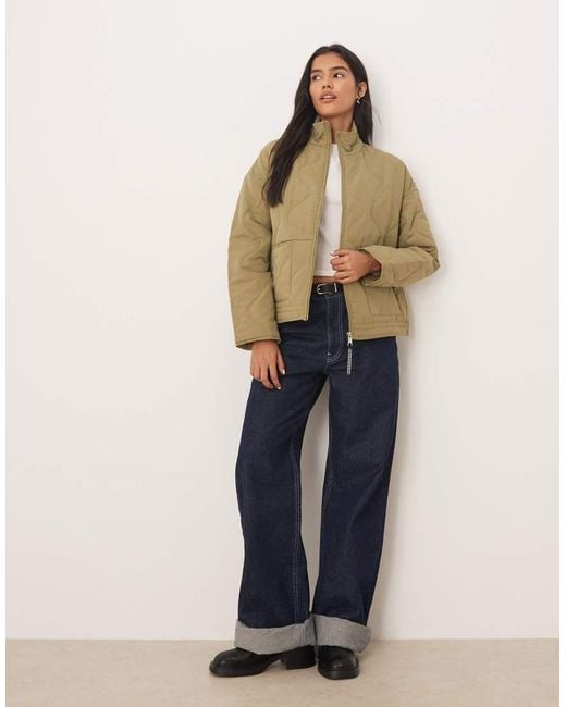 Jdy Natural Onion Quilted Zip Through Jacket