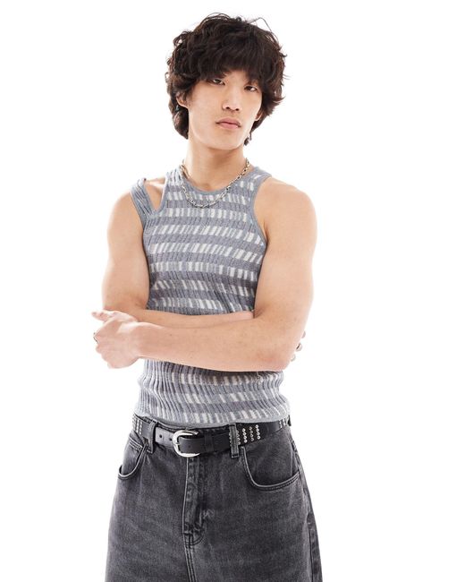 Collusion Gray Wavy Knitted Vest for men