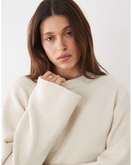 Threadbare Natural Jumper With Wide Cuff Detail