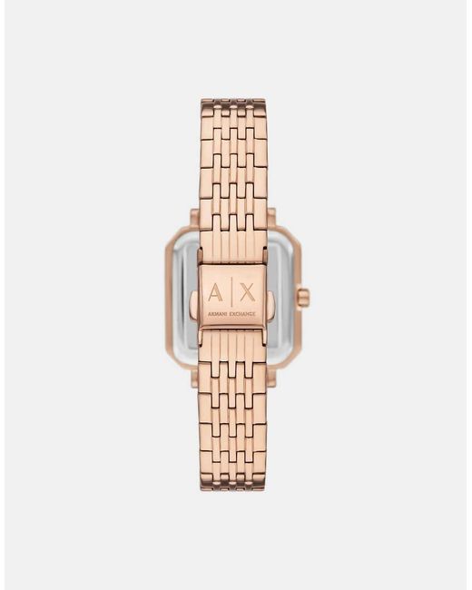 ARMANI EXCHANGE White Three-Hand Rose-Tone Stainless Steel Watch And Bracelet Set