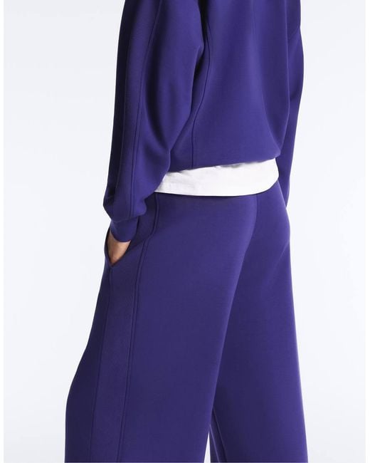 Oysho Blue Wide Straight-Leg Trousers With Modal