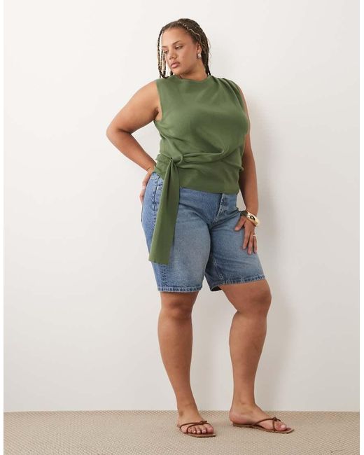 ASOS Green Asos Design Curve Draped Asym Vest