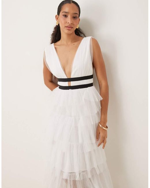 True Decadence Natural Tulle Maxi Dress