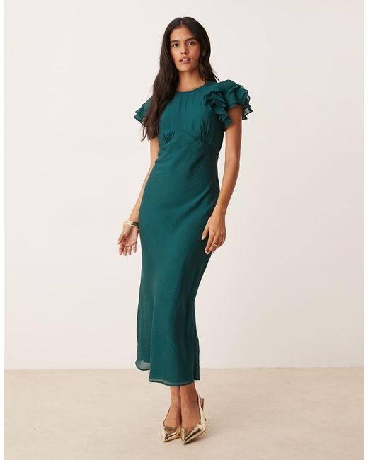 Nobody's Child Green Lola Ruffle Sleeve Midaxi Dress