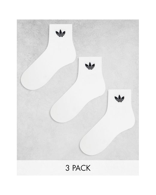 Confezione da 3 paia di calzini alla caviglia bianchi di Adidas Originals in White