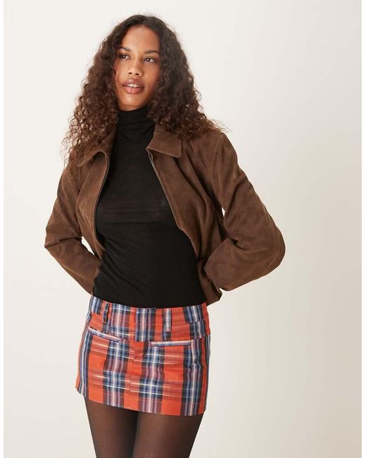 Free People Red Millie Fleurs Micro Mini Skirt
