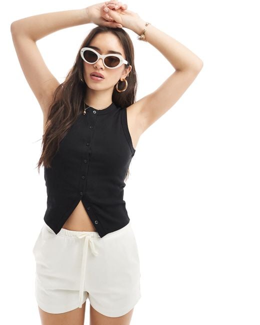 Cotton On Black Cotton On Charlie Button Front Tank