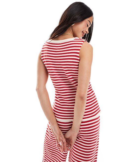 Top d'ensemble en maille à encolure bateau ASOS en coloris Red