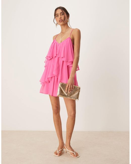 ASOS Pink Tiered Layered Cami Mini Dress