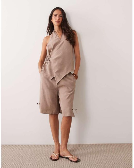 ASOS Brown Modal Look Tie Side Wrap Halter Top