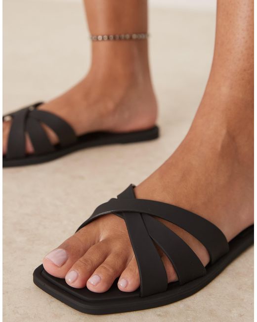 ASOS Natural Fia Cross Strap Jelly Flat Mules