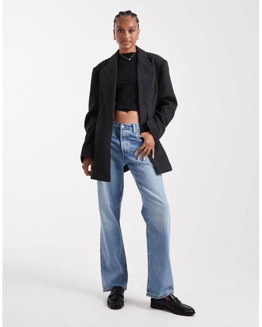 Asos design tall - blazer habillé en laine mélangée à fines rayures - anthracite ASOS en coloris Black