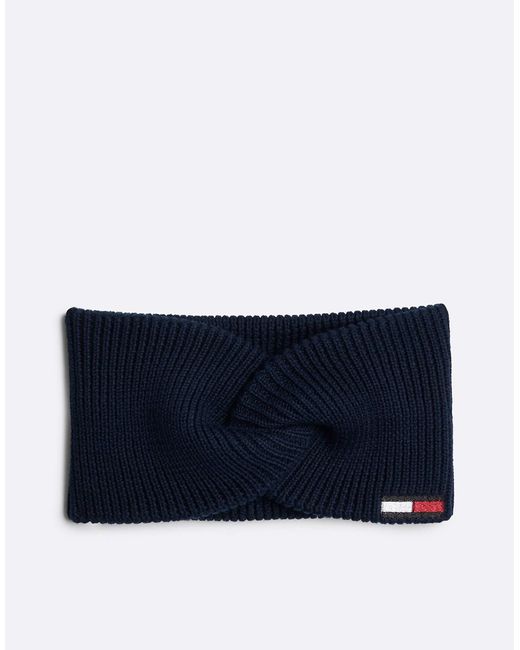 Tommy Hilfiger Blue Stirnband Mit Twist-Detail Und Längerer Flag